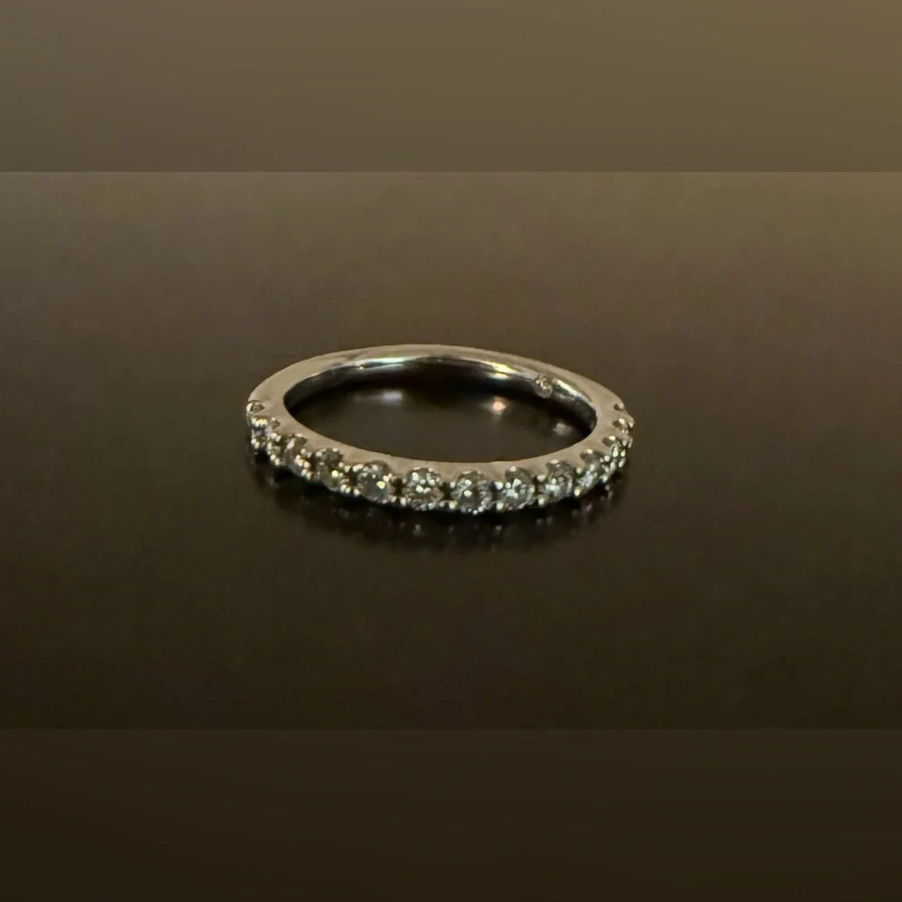 14K White Gold Leo Diamond Eternity Band Ring | 3/8 CT | Size 7